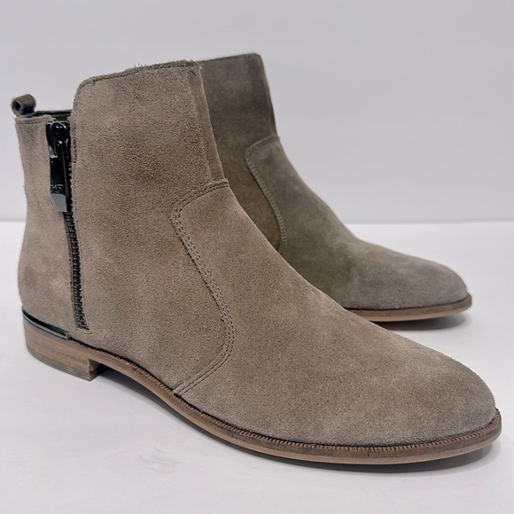 Marc Fisher Shoes - Marc Fisher Upper Leather Rail Almond Toe Casual  Brown Ankle Boots Side Zip